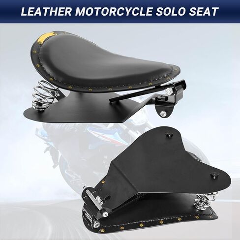 Leather Motorcycle Solo Seat with Seat Base Spring Mounting Bracket Kit Compatible with Harley Davidson Harley Sportster XL 883 1200(Black) in Saudi Arabia