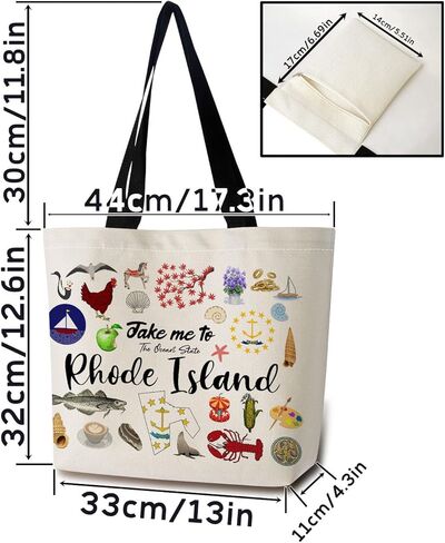 Take Me To Rhode Island Tote Bag Reusable Grocery Bags Aesthetic Shopping Shoulder Handbag with Interior Pocket Lightweight & Washable Stylish Rhode Island Travel Present for Women in Saudi Arabia