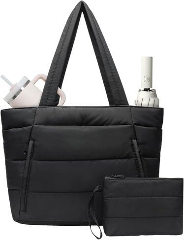 Puffer Tote Bag for Women, Nurse, Large Quilted Shoulder Bag with Cup Holder & Laptop Compartment for Work, Travel, Gym in Saudi Arabia