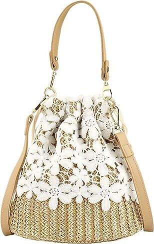 Straw Beach Bag for Women Summer Woven Tote Bag Shoulder Handbags,Crossbody Bag for Women, Beige in Saudi Arabia