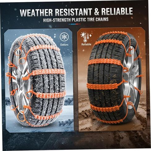 20 قطعة من سلاسل إطارات الثلج المضادة للانزلاق في حالات الطوارئ وأشرطة الإطارات الثلجية غير القابلة للانزلاق من البلاستيك بسحاب للقيادة في الشتاء والطرق الموحلة وسيارات الدفع الرباعي ومساعد الجر المؤقت in Kuwait