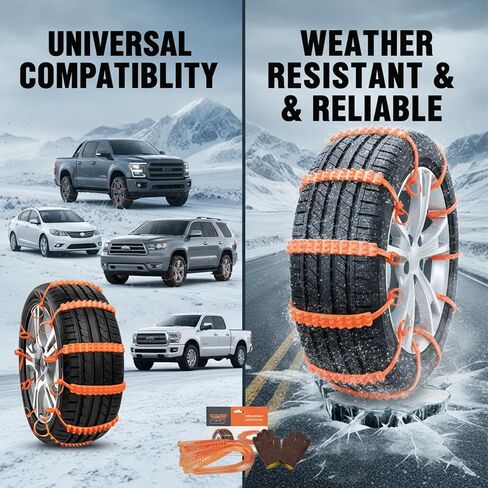 20 قطعة من سلاسل إطارات الثلج المضادة للانزلاق في حالات الطوارئ وأشرطة الإطارات الثلجية غير القابلة للانزلاق من البلاستيك بسحاب للقيادة في الشتاء والطرق الموحلة وسيارات الدفع الرباعي ومساعد الجر المؤقت in Kuwait