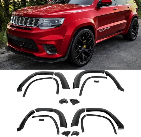 مجموعة مشاعل الحاجز العريضة لجراند شيروكي Srt Srt8 2012-2021 طقم هيكل إضافي بدون حفر (أسود لامع) in Saudi Arabia