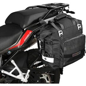 حقيبة سرج الدراجة النارية من وحيد القرن مقاومة للماء، حزمة أمتعة للمحرك سريعة الإصدار، حقيبة جانبية للدراجة النارية 20 لتر تناسب معظم رفوف الدراجات النارية والمغامرات الرياضية (أسود، عبوة واحدة) in Kuwait