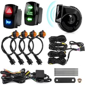 UTV Turn Signal Kit with 110dB Horn, Pre-Wired Plug & Play Universal Blinker Kit with ATV Rocker Switch Hazard Light Street Legal Kit Compatible with Polaris RZR, Can-Am, CFMOTO (Rocker Switch) in Kuwait