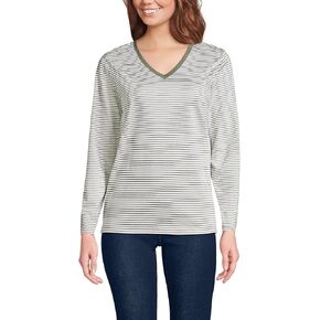 Lands' End Women's Relaxed American-Grown Supima Cotton Long Sleeve V-Neck T-Shirt in Kuwait
