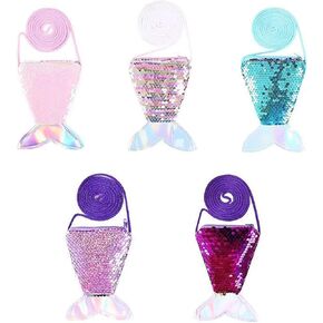 5 قطعة محفظة نسائية للعملات المعدنية الترتر محفظة صغيرة Crossbody صغيرة حورية البحر ذيل عملة الحقائب السائبة لحفلة عيد ميلاد هدية الحسنات الأشياء الجيدة in Kuwait