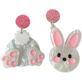 Cute Bunny Earrings for Women - Funny Statement Acrylic Colorful Glitter Rabbit Egg Bunny Sparkle Spring Earrings Fashion Holiday Happy Easter Jewelry Gift in Saudi Arabia