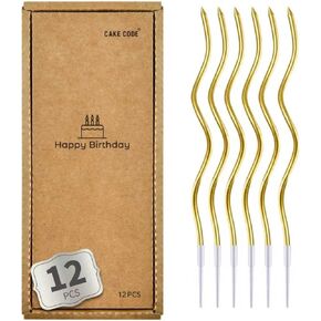 12-Count Gold Spiral Long Thin Metallic Birthday Candles, Cake Candles, Birthday Parties, Wedding Decorations, Party Candles. in Kuwait