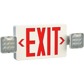 LED Green Emergency Light Combo Exit Sign with Battery Backup, Two LED Adjustable Lamp, 120V/277V Dual Optional Voltage, Fire Resistant, UL Certified GC4 for Apartments Hotels Hospitals in Kuwait
