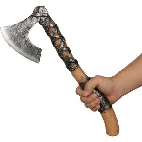 ألعاب فأس وهمية من إسفنج الفايكنج من القرون الوسطى لأزياء الهالوين وحفلات عيد الميلاد وأعياد الميلاد، مقاس 16.4 بوصة من بلاستيك البولي يوريثان فأس المعركة وأسلحة الفارس ملحقات دعامة للأطفال البالغين باللون البني in Kuwait