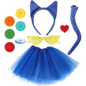 مجموعة إكسسوارات القطط eygeufg 11 قطعة - عصابة رأس وذيل أزرق، وتنورة توتو، ونظارات شمسية ورقع زخرفية للمراهقين (14+) والعروض المسرحية والحفلات للبالغين in Kuwait