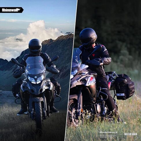 حقيبة سرج الدراجة النارية من وحيد القرن مقاومة للماء، حزمة أمتعة للمحرك سريعة الإصدار، حقيبة جانبية للدراجة النارية 20 لتر تناسب معظم رفوف الدراجات النارية والمغامرات الرياضية (أسود، عبوة واحدة) in Kuwait