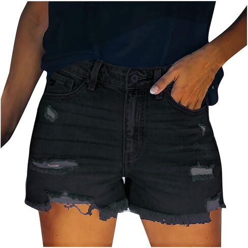 Jean Shorts Womens 2026 Stretchy Ripped Distressed High Waisted Denim Short Fashion Casual Summer Hot Jorts in Saudi Arabia