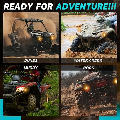 UTV Turn Signal Kit with 110dB Horn, Pre-Wired Plug & Play Universal Blinker Kit with ATV Rocker Switch Hazard Light Street Legal Kit Compatible with Polaris RZR, Can-Am, CFMOTO (Rocker Switch) in Kuwait