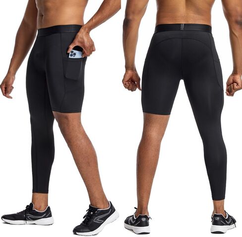 Men's Compression Sports Pants Fast Drying Fitness Sports Pants Running Tight Pants Training Tight Pants Black red Gray line in Saudi Arabia