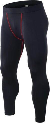 Men's Compression Sports Pants Fast Drying Fitness Sports Pants Running Tight Pants Training Tight Pants Black red Gray line in Saudi Arabia