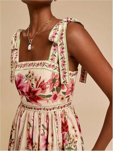 OYOANGLE Women's Floral Sleeveless Boho Beach Dress Tie Shoulder Summer Short Dress Flowy A Line Vacation Sundress in Saudi Arabia
