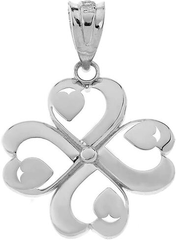 Sterling Silver Heart Flower Shamrock Good Luck Charm 4-Leaf Clover Pendant in Saudi Arabia
