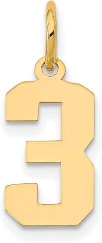 14K Yellow Gold Small Polished Number 3 Charm Pendant in Saudi Arabia