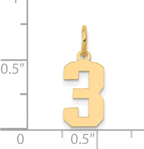 14K Yellow Gold Small Polished Number 3 Charm Pendant in Saudi Arabia