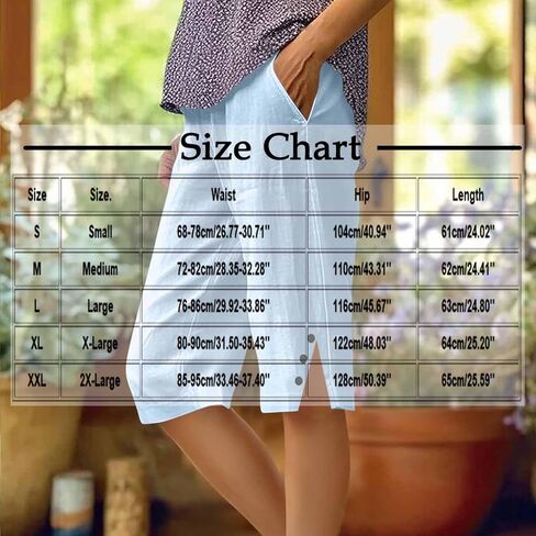 Linen Shorts for Women Knee Length Bermuda Shorts Summer Casual Elastic Waisted Side Split Button Short Pants in Saudi Arabia