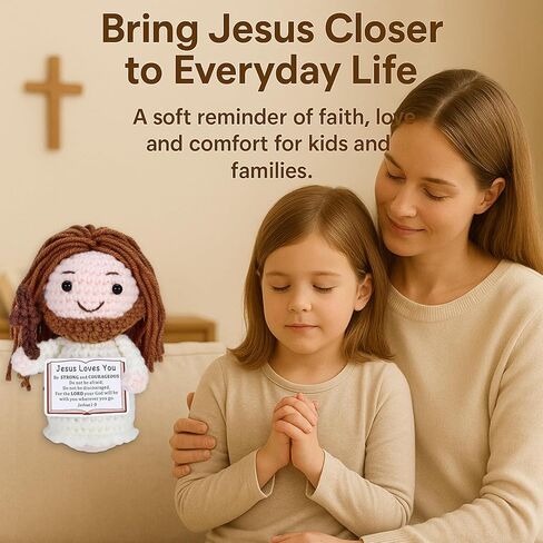 Jesus Gifts with Blessing Card - Easter Basket Stuffers for Girls, Boys, Teens Religious Gift for First Communion, Baptism, Confirmation - Inspiring Christian Gifts for Women Men Valentines Crochet in Saudi Arabia