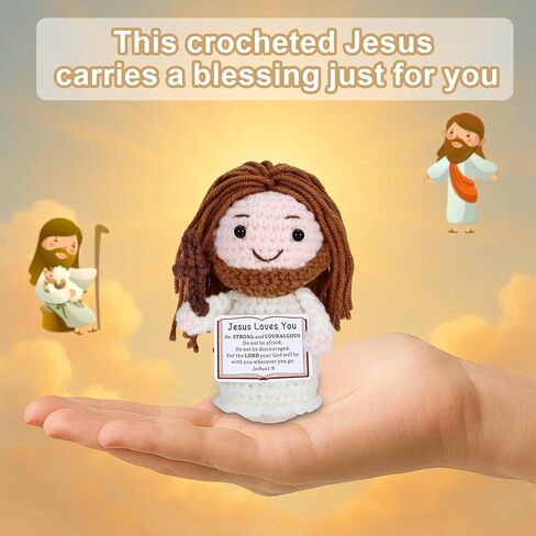 Jesus Gifts with Blessing Card - Easter Basket Stuffers for Girls, Boys, Teens Religious Gift for First Communion, Baptism, Confirmation - Inspiring Christian Gifts for Women Men Valentines Crochet in Saudi Arabia