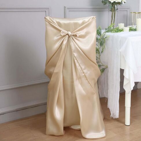 Efavormart White Chair Covers for Party 100 PCS Satin Self Tie Universal Banquet Wedding Folding Chair Cover for Dining Chairs Washable Slipcovers for Outdoors Events in Saudi Arabia