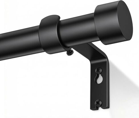 قضبان ستارة شديدة التحمل للنوافذ من 32 إلى 150 بوصة، قضيب ستارة أسود مقاس 1 بوصة قابل للتعديل بلمسات نهائية معدنية حديثة، قضبان معالجة نوافذ طويلة للغاية، سهلة التركيب in Kuwait