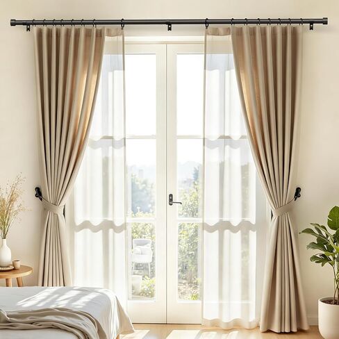 قضبان ستارة شديدة التحمل للنوافذ من 32 إلى 150 بوصة، قضيب ستارة أسود مقاس 1 بوصة قابل للتعديل بلمسات نهائية معدنية حديثة، قضبان معالجة نوافذ طويلة للغاية، سهلة التركيب in Kuwait