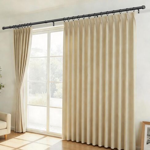 قضبان ستارة شديدة التحمل للنوافذ من 32 إلى 150 بوصة، قضيب ستارة أسود مقاس 1 بوصة قابل للتعديل بلمسات نهائية معدنية حديثة، قضبان معالجة نوافذ طويلة للغاية، سهلة التركيب in Kuwait