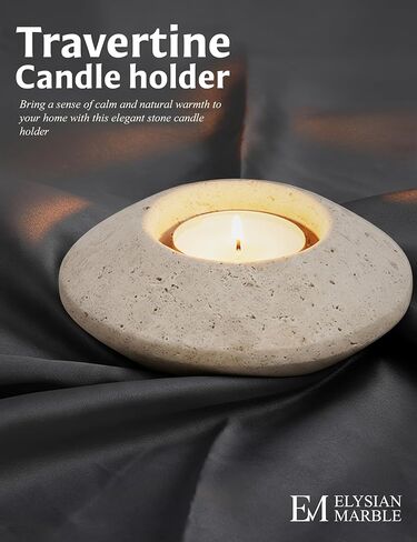 Tea Light Candle Holder 4" Inches Handmade Travertine Decorative Set of 2 Votive Candle Holder for Home Décor, Wedding Table Centerpieces, Mini Candles & Table Décor in Saudi Arabia
