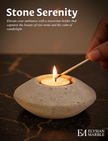 Tea Light Candle Holder 4" Inches Handmade Travertine Decorative Set of 2 Votive Candle Holder for Home Décor, Wedding Table Centerpieces, Mini Candles & Table Décor in Saudi Arabia