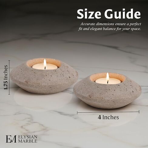 Tea Light Candle Holder 4" Inches Handmade Travertine Decorative Set of 2 Votive Candle Holder for Home Décor, Wedding Table Centerpieces, Mini Candles & Table Décor in Saudi Arabia