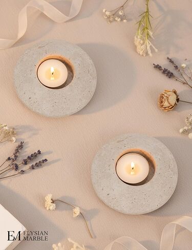Tea Light Candle Holder 4" Inches Handmade Travertine Decorative Set of 2 Votive Candle Holder for Home Décor, Wedding Table Centerpieces, Mini Candles & Table Décor in Saudi Arabia
