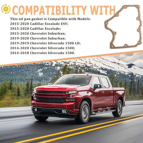 30893 طقم حشيات وعاء زيت المحرك متوافق مع Chevy/GMC/كاديلاك 5.3 6.2 V8 2014-2018 سيلفرادو سييرا 1500 2015-2020 يوكون سوبربان يوكون XL تاهو 2015-2020 إسكاليد ESV استبدال in Kuwait