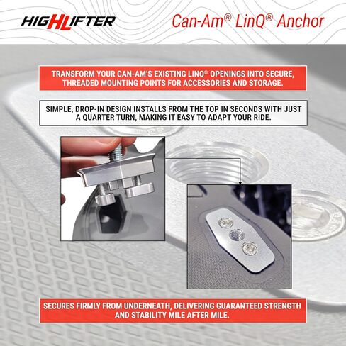 حوامل مرساة عالية الرفع متوافقة مع نظام Can Am LinQ® | مجموعة من 4 مراسي ملولبة لسرير الشحن | متوافق مع Can-Am Maverick وDefender وOutlander in Kuwait