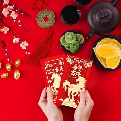 Chinese Red Envelopes Lucky Money Envelopes 2026 Chinese New Year Horse Year Envelope (12 Patterns 36 Pcs) Gold Foil in Saudi Arabia