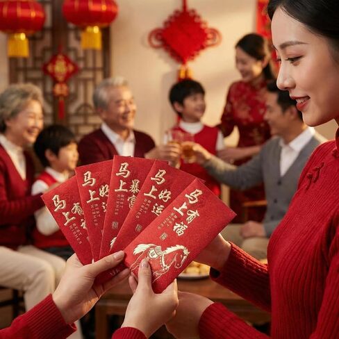 Chinese New Year Red Envelopes, Red Envelopes Chinese New Year Decorations New Years Eve Party Supplies Lucky Money Envelope with 6 Golden Patterns 2026 New Year Gifts (12 Pcs 6.69 * 3.5in) in Saudi Arabia