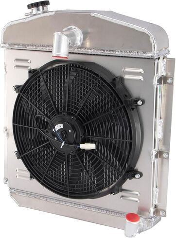 3 صف المبرد الألومنيوم الكفن مروحة التتابع متوافق مع 1947 1948 1949 بليموث كرايسلر ديلوكس سيدان كوبيه 3.6L 41L 4.7L l6 l8 in Kuwait