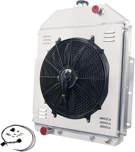 Aluminum 3-Row Radiator Shroud Fan Relay Compatible With 1942-1952 1949 Ford F1 F2 F3 F4 Pickup Ford Engine 2.0L 3.5L 3.6L 3.7L 3.9L l4 l6 V8 in Kuwait