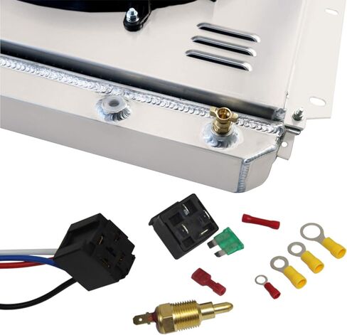 Aluminum 3-Row Radiator Shroud Fan Relay Compatible With 1942-1952 1949 Ford F1 F2 F3 F4 Pickup Ford Engine 2.0L 3.5L 3.6L 3.7L 3.9L l4 l6 V8 in Kuwait