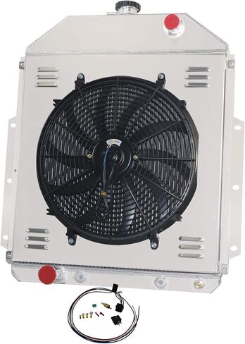Aluminum 3-Row Radiator Shroud Fan Relay Compatible With 1942-1952 1949 Ford F1 F2 F3 F4 Pickup Ford Engine 2.0L 3.5L 3.6L 3.7L 3.9L l4 l6 V8 in Kuwait