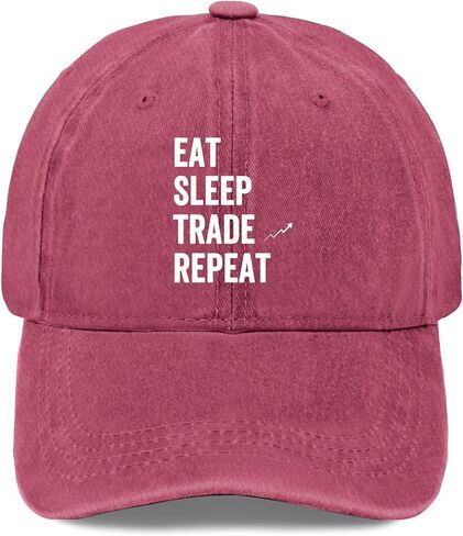 EAT. Sleep. Trade. Repeat. Hat Outdoor Caps for Daughter Wine Red in Saudi Arabia