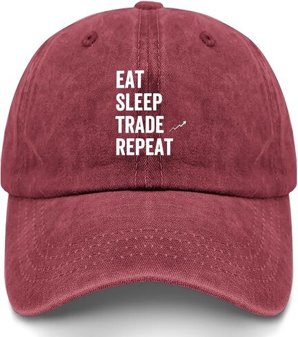 EAT. Sleep. Trade. Repeat. Hat Outdoor Caps for Daughter Wine Red in Saudi Arabia