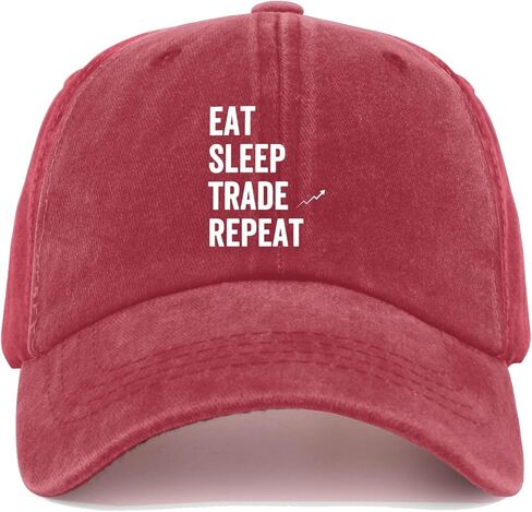 EAT. Sleep. Trade. Repeat. Hat Outdoor Caps for Daughter Wine Red in Saudi Arabia