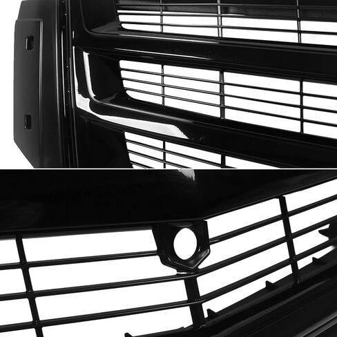 JOLONG Front Upper Grille W/O Camera Stand & Lower Grill & Hood Molding & Fog Light Trims for Cadillac Escalade 2015-2020 Replacement for 84661791 (Black) in Saudi Arabia