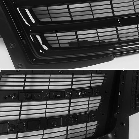 JOLONG Front Upper Grille W/O Camera Stand & Lower Grill & Hood Molding & Fog Light Trims for Cadillac Escalade 2015-2020 Replacement for 84661791 (Black) in Saudi Arabia