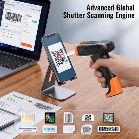 Tera Barcode Scanner Wireless Handheld: with 2200mAh Lithium-Polymer Battery Works with Bluetooth 2.4G Cordless USB Wired 1D 2D QR Bar Code Reader for Retail Inventory Management Model D5300 in Saudi Arabia